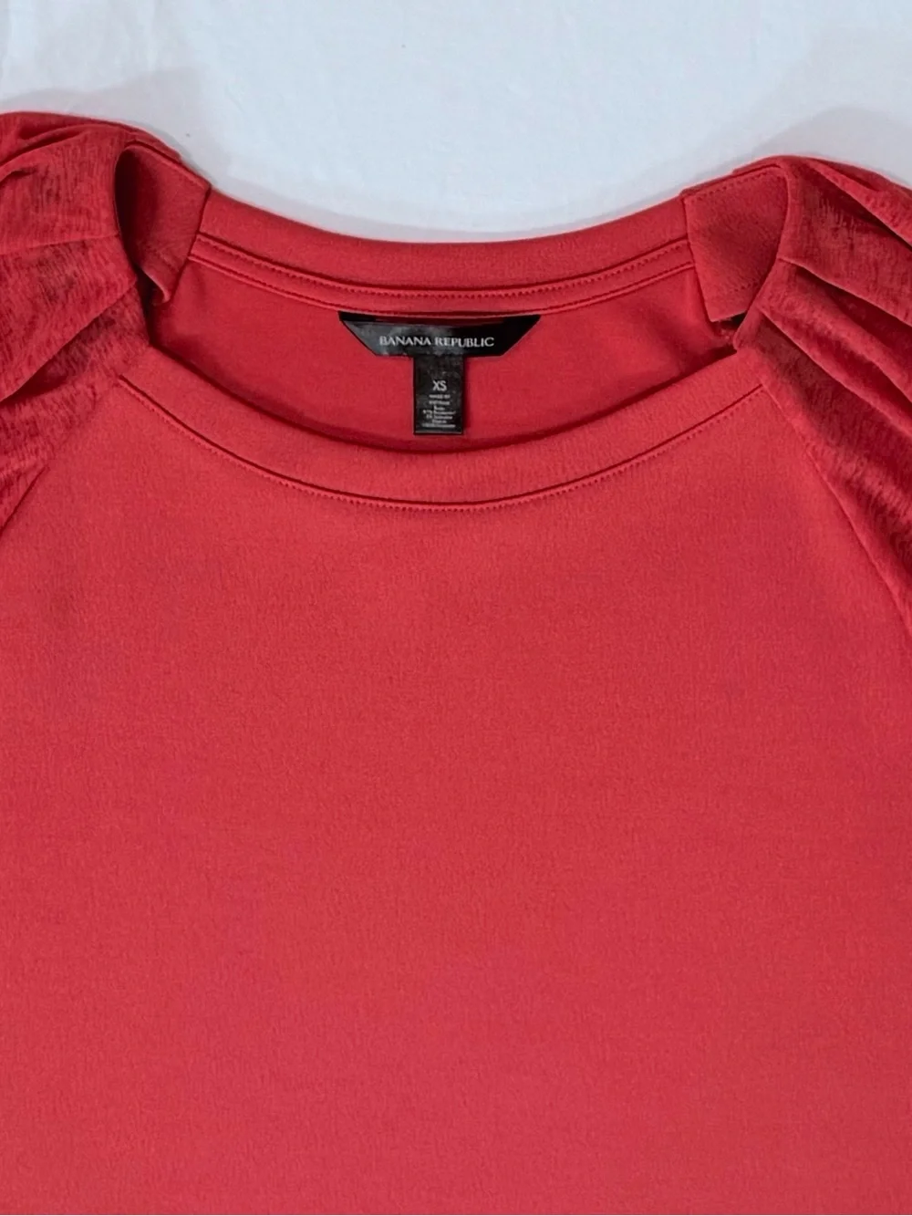 Banana Republic Coral Puff-Sleeve Short-Sleeve Top XS Excellent Condition